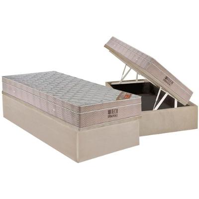 Cama Box Baú Solteiro: Colchão Molas Superpocket Ensacadas Ortobom Fort Airtech + Base Crc Suede Clean (88x188)