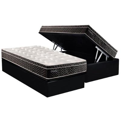 Conjunto Box Baú Solteiro: Colchão Espuma Paropas Molas Extrapedic Olímpia + Base Crc Suede Black (88x188)