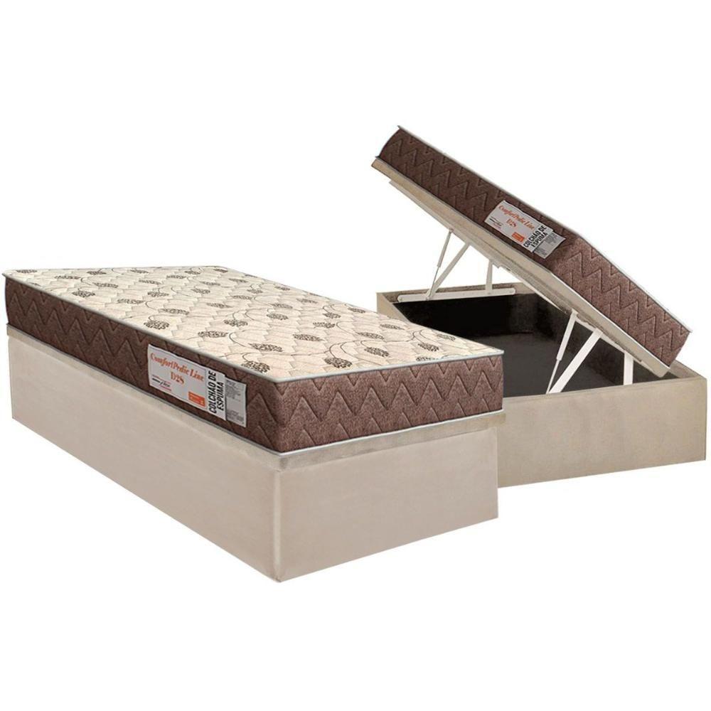 Conjunto Box Baú Solteiro: Colchão Molas Orthoflex D28 Comfortpedic + Base Crc Suede Clean (88x188) - 1