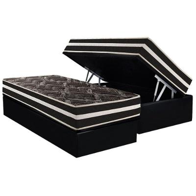 Conjunto Box Baú Solteiro: Colchão Espuma Paropas D28 - Master Ag80 Black Double Face 25 + Base Crc Suede Black (88x188)