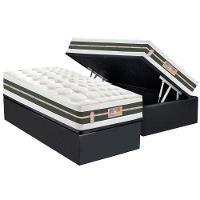 Cama Box Baú Solteiro: Colchão Molas Pocket Ensacadas Castor Silver Star Air Max 3d + Base Crc Suede Gray (88x188) - 1