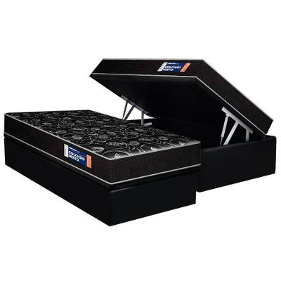 Conjunto Box Baú Solteiro: Colchão Espuma Plumatex D28 Isopluma + Base Crc Suede Black (88x188)