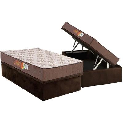 Conjunto Box Baú Solteiro: Colchão Espuma Polar D28 Pérola Brown + Base Crc Suede Brown (88x188)