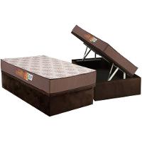 Conjunto Box Baú Solteiro: Colchão Espuma Polar D28 Pérola Brown + Base Crc Suede Brown (88x188) - 1