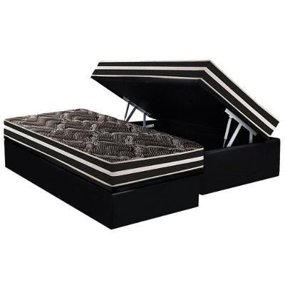 Conjunto Box Baú Solteiro: Colchão Molas Paropas D28 - Master Ag80 Black Double Face 17 + Base Crc Suede Black (88x188)