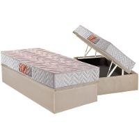 Conjunto Box Baú Solteiro: Colchão Molas Paropas D28 Pasquale Clean + Base Crc Suede Clean (88x188) - 1