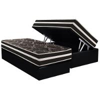 Conjunto Box Baú Solteiro: Colchão Molas Paropas D28 - Master Ag80 Black Double Face 25 + Base Crc Suede Black (88x188) - 1