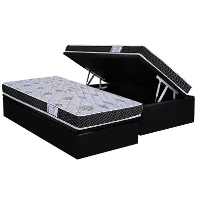 Conjunto Box Baú Solteiro: Colchão Molas Orthoflex D20 Comfortpedic + Base Crc Suede Black (88x188)