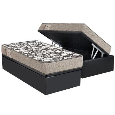 Conjunto Box Baú Solteiro: Colchão Molas Ortobom D26 Physical Ultra Resistente + Base Crc Suede Gray (88x188)