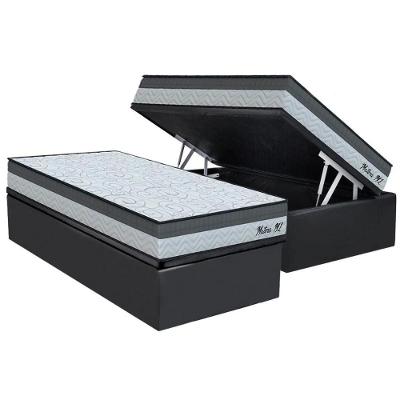 Conjunto Box Baú Solteiro: Colchão Molas Orthoflex D33 Matera Ml + Base Crc Suede Gray (88x188)