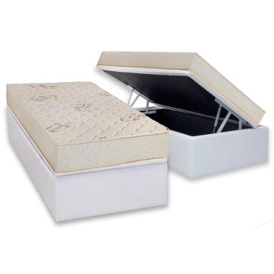 Conjunto Box Baú Solteiro: Colchão Molas Luckspuma D45 Gran Luck Pró Saúde + Base Crc Courano White (88x188)