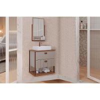 Gabinete De Banheiro Balcão Suspenso C- Cuba 65cm E Espelheira Uni Cappuccino-freijo - Mgm - 1