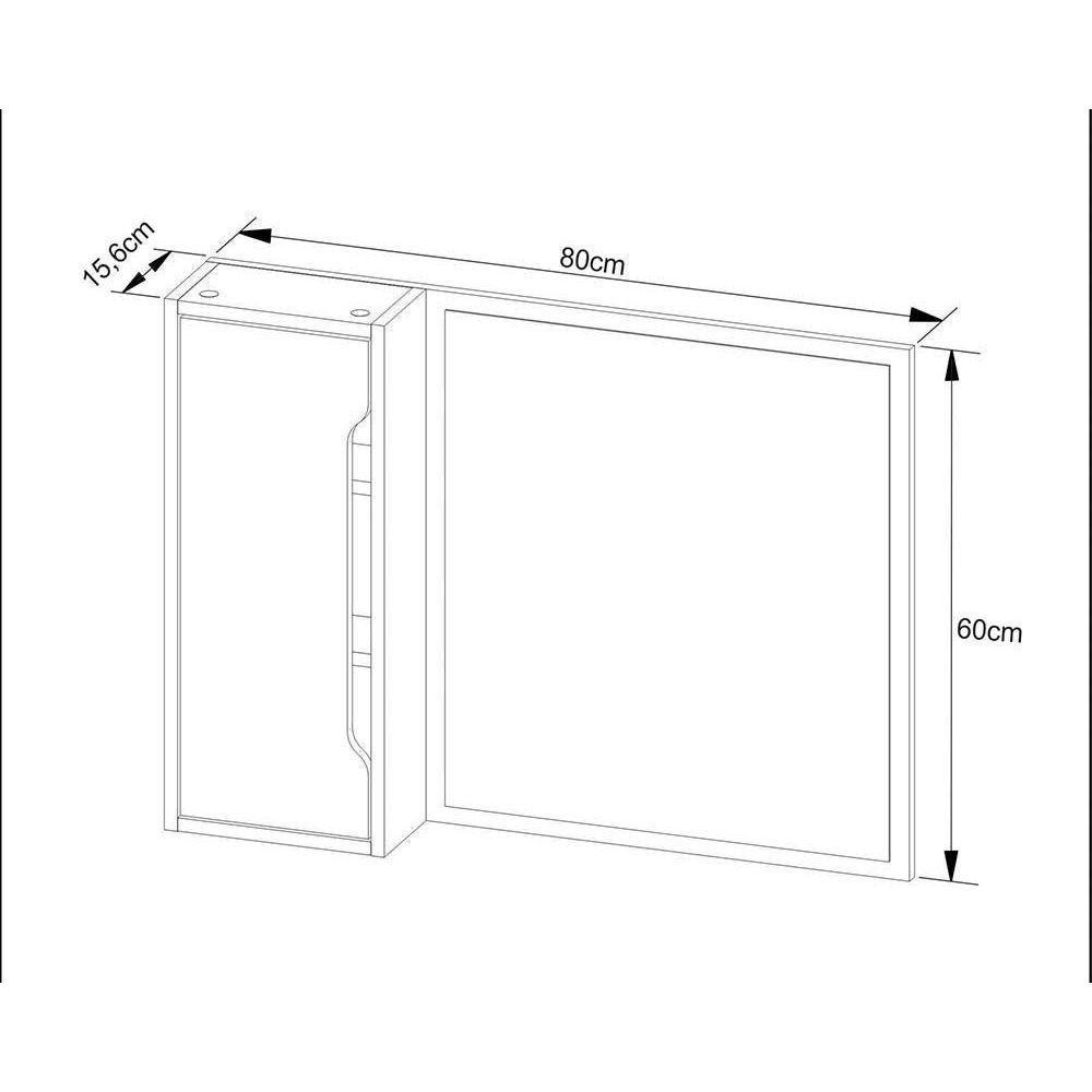Espelheira De Banheiro Bn3645 80x60cm Mármore Lunar - Tecno Mobili - 2