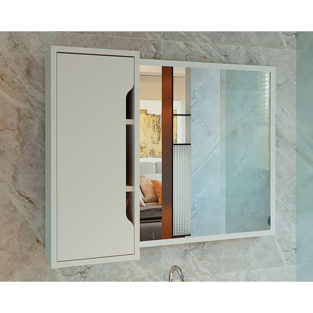 Espelheira De Banheiro Bn3645 80x60cm Branco - Tecno Mobili - 1