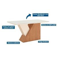 Conjunto: Mesa De Cozinha Epic Tampo Madeirado C- Vidro 160x90cm E 6 Cadeiras Vita Nature-linho - Henn - 2