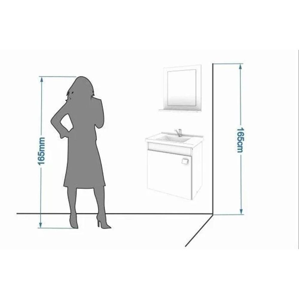 Gabinete De Banheiro Balcão Suspenso Iris C- Cuba 44cm E Espelheira 40cm Branco-preto - Mgm - 3