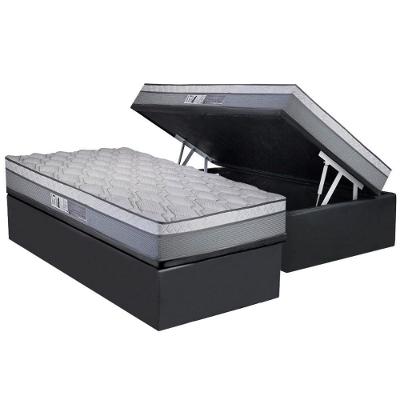 Cama Box Baú Solteiro: Colchão Molas Masterpocket Ensacadas Luckspuma New Maxi + Base Crc Suede Gray (88x188)