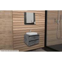 Armário C- Balcão Banheiro Suspenso Bn3607 S- Cuba 60cm E Espelho Bn3610 Mármore Lunar - Tecno Mobili - 1