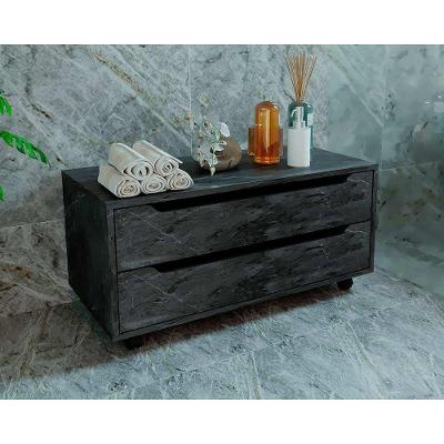 Bancada De Banheiro C- Rodizio Bn3643 S- Cuba C- 2 Gavetas 80cm Mármore Lunar - Tecno Mobili