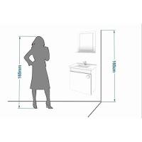 Balcão P- Banheiro Suspenso Iris C- Cuba 44cm E Espelheira 40cm Branco-preto - Mgm - 3