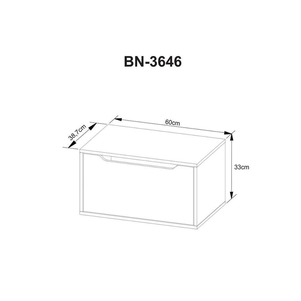 Armário C- Balcão Banheiro Suspenso Bn3646 E C- Rodízios Bn3647 60cm E Espelho Bn3648 60cm Mármore Branco - Tecno Mobili - 4