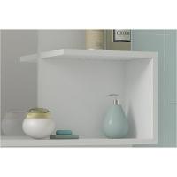 Balcão P- Banheiro Suspenso Lótus-bia C- Cuba 55cm E Armário C- Espelho Branco-preto - Mgm - 7