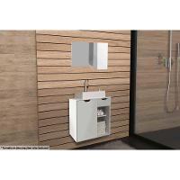 Armário C- Balcão Banheiro Suspenso Bn3605 Cuba Bn3600 60cm E Espelho Bn3602 Branco - Tecno Mobili - 1