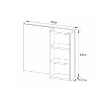 Armário C- Balcão Banheiro Suspenso Bn3613 S- Cuba 60cm E Espelho Bn3609 Mármore Branco - Tecno Mobili - 2