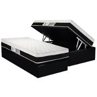 Cama Box Baú Solteiro: Colchão Molas Ensacadas Luckspuma Roma + Base Crc Suede Black (88x188) - 1