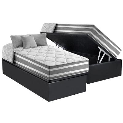 Cama Box Baú Solteiro: Colchão Molas Ensacadas D Angelis Anjos Duo Sono + Base Crc Suede Gray (88x188)