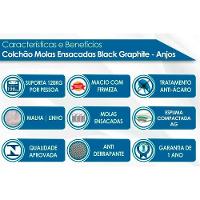 Cama Box Baú Solteiro: Colchão Molas Ensacadas D Angelis Anjos Black Graphite + Base Crc Courano Black (88x188) - 2