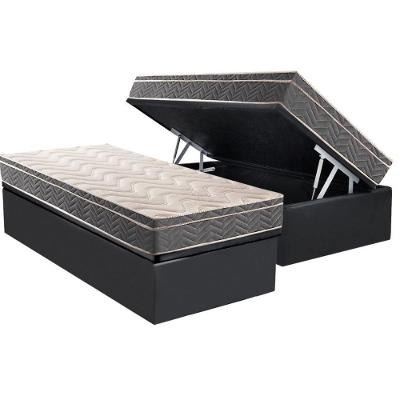 Cama Box Baú Solteiro: Colchão Ortopédico Paropas D45 Conforto Mega Firme + Base Crc Suede Gray (88x188)