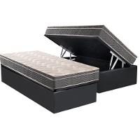 Cama Box Baú Solteiro: Colchão Ortopédico Paropas D45 Conforto Mega Firme + Base Crc Suede Gray (88x188) - 1