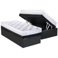 Cama Box Baú Solteiro: Colchão Ortopédico Herval Georgetown C1620 Ergoplus + Base Crc Suede Gray (88x188x25) - 1