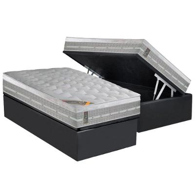 Cama Box Baú Solteiro: Colchão Molas Pocket Ensacadas Castor Premium Gel + Base Crc Suede Gray (88x188)