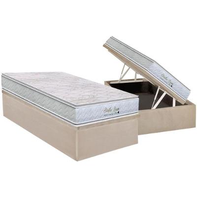 Cama Box Baú Solteiro: Colchão Molas Masterpocket Ensacadas Orthoflex Starflex Dream New + Base Crc Suede Clean (88x188)