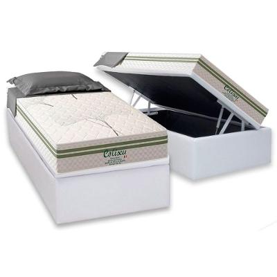Cama Box Baú Solteiro: Colchão Molas Masterpocket Ensacadas Paropas Coliseu + Base Crc Suede White (88x188)