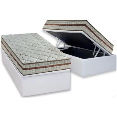 Cama Box Baú Solteiro: Colchão Molas Masterpocket Ensacadas D Angelis Anjos Classis + Base Crc Suede White (88x188)