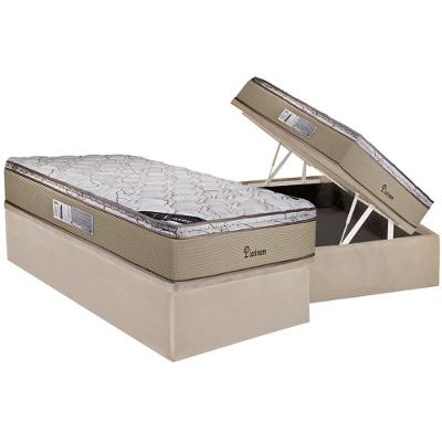 Cama Box Baú Solteiro: Colchão Molas Masterpocket Ensacadas Luckspuma Platinum New + Base Crc Suede Clean (88x188)