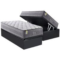 Cama Box Baú Solteiro: Colchão Molas Ensacadas D Angelis Anjos Versalhes + Base Crc Suede Gray (88x188) - 1
