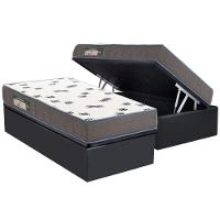 Conjunto Box Baú Solteiro: Colchão Molas Ortobom D33 Light Saúde + Base Crc Suede Gray (88x188) - 1