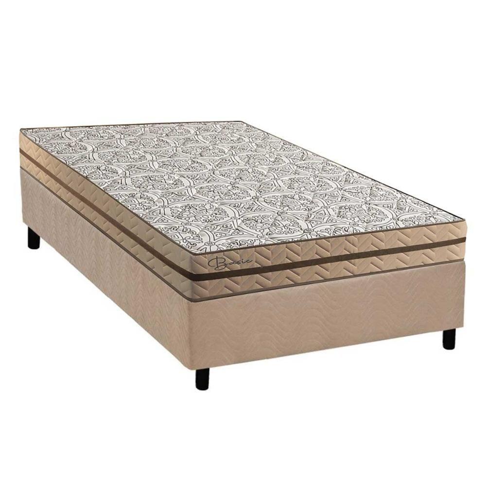 Cama Box Solteiro: Colchão Molas Ensacadas Paropas Basic + Base Crc Suede Clean (88x188) - 1