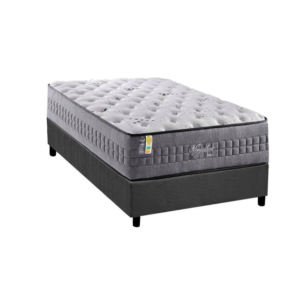 Cama Box Solteiro: Colchão Molas Ensacadas D Angelis Anjos Versalhes + Base Crc Suede Gray (96x203) - 1