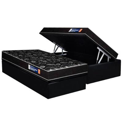 Conjunto Box Baú Solteiro: Colchão Espuma Plumatex D28 Isopluma Vip + Base Crc Suede Black (88x188)
