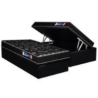 Conjunto Box Baú Solteiro: Colchão Espuma Plumatex D28 Isopluma Vip + Base Crc Suede Black (88x188) - 1