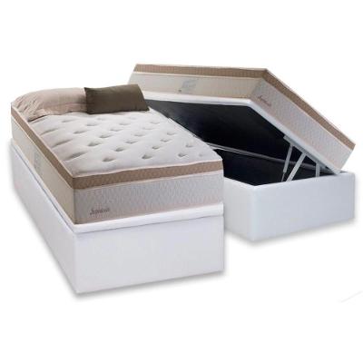 Cama Box Baú Solteiro: Colchão Molas Masterpocket Ensacadas Herval Inspiracion + Base Crc Courano White (88x188)
