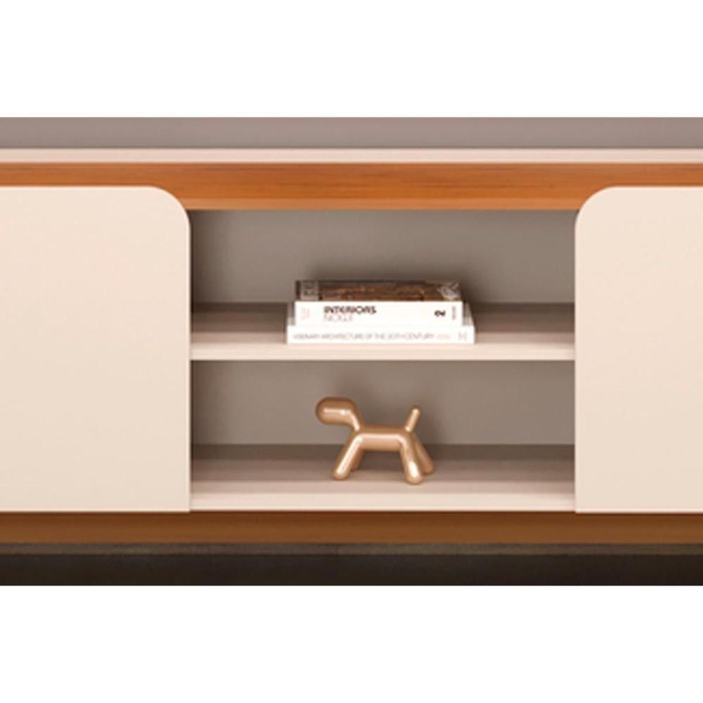 Estante P- Sala Até 75 Polegadas Nadine C- Led E Nichos 220x196cm Off White-freijó - Dj Móveis - 5