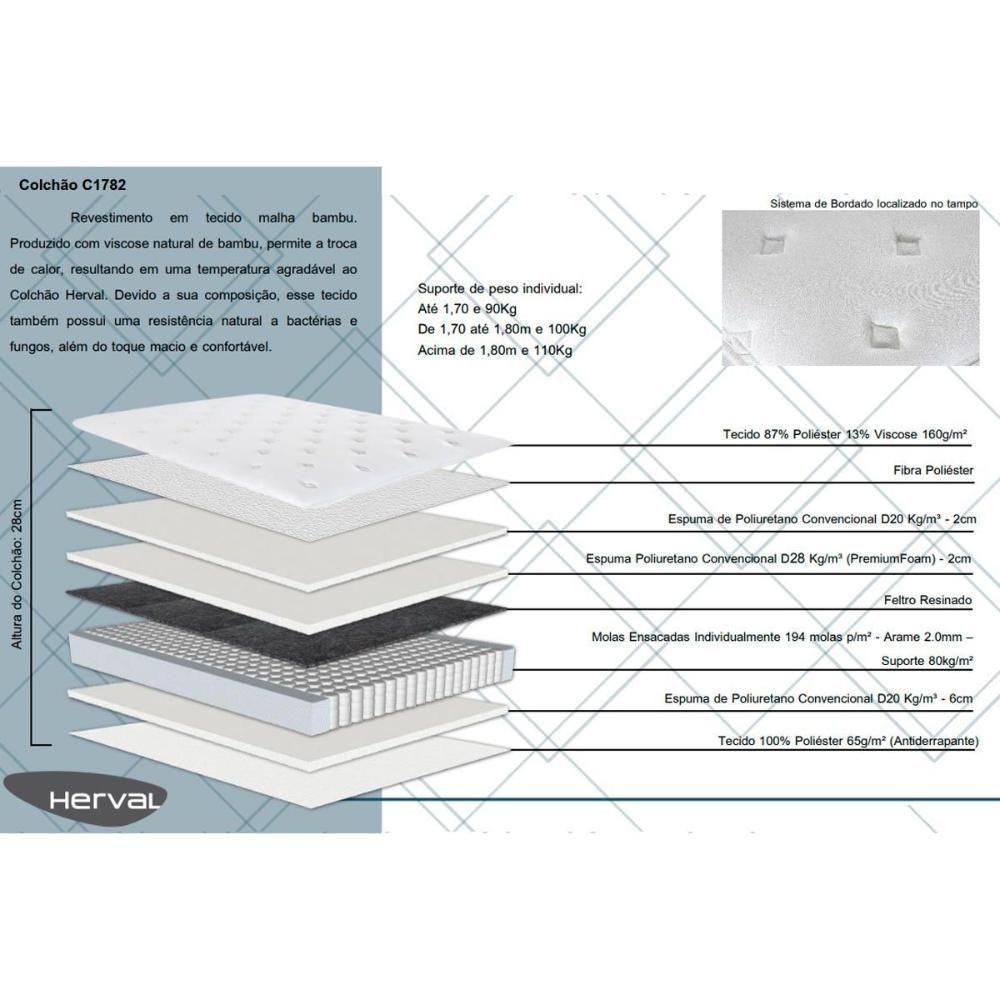 Colchão Queen Molas Ensacadas Masterpocket C1782 Pillow Top (158x198x28) - Herval - 3