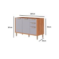 Balcão De Cozinha S- Tampo Eloise C- 2 Portas E 3 Gavetas 120cm Cinamomo-titanium - Mgm - 3