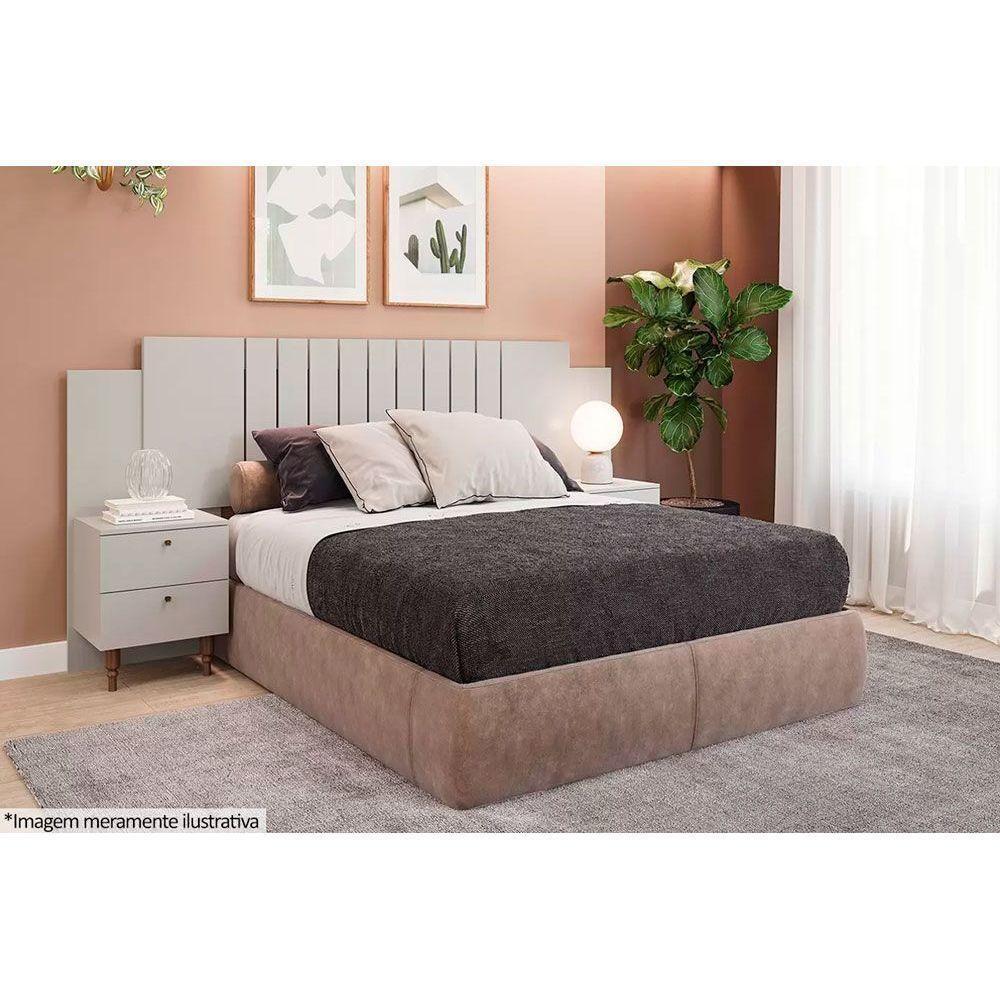 Cabeceira Cama Box Madeirado Casal-quenn Genova C- 2 Mesas E 4 Gavetas Off White - Panan - 7